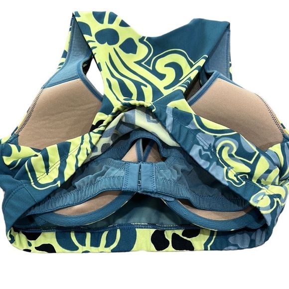 Athleta Green and Yellow Floral Sports bra with underwire size 34B - Picture 3 of 5